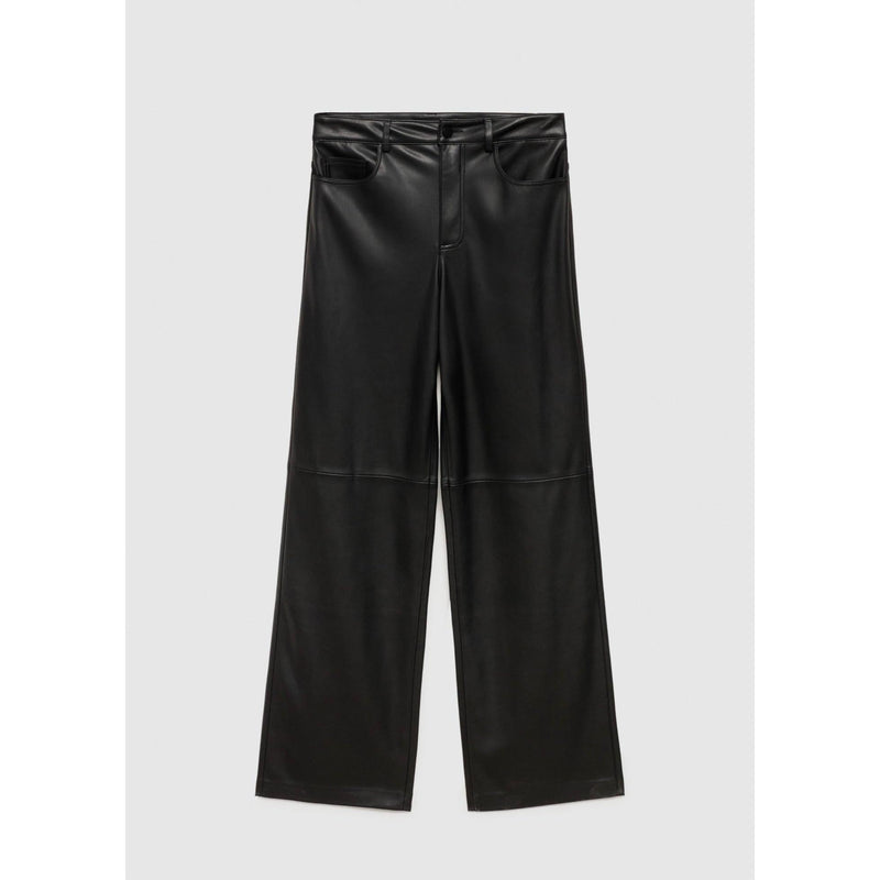 Pantalon Taille Normale Similicuir - Black