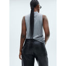 Pantalon Taille Normale Similicuir - Black