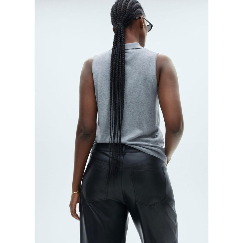 Pantalon Taille Normale Similicuir - Black