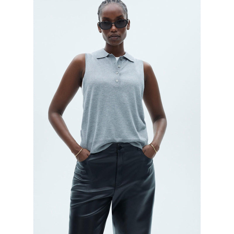 Pantalon Taille Normale Similicuir - Black