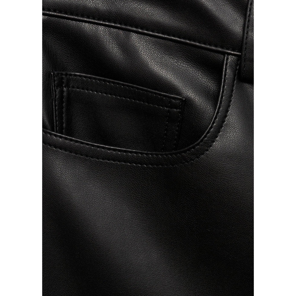 Pantalon Taille Normale Similicuir - Black