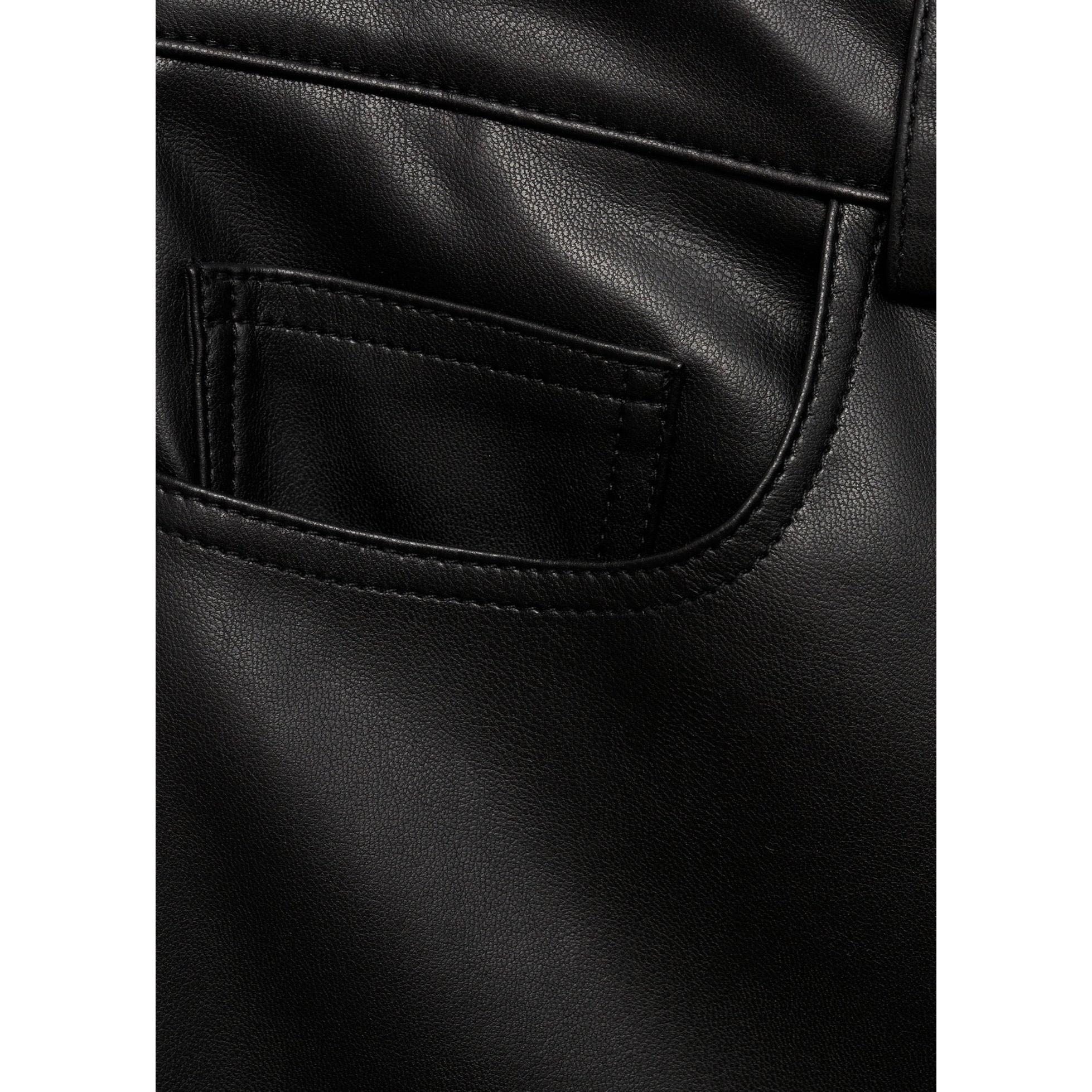 Pantalon Taille Normale Similicuir - Black