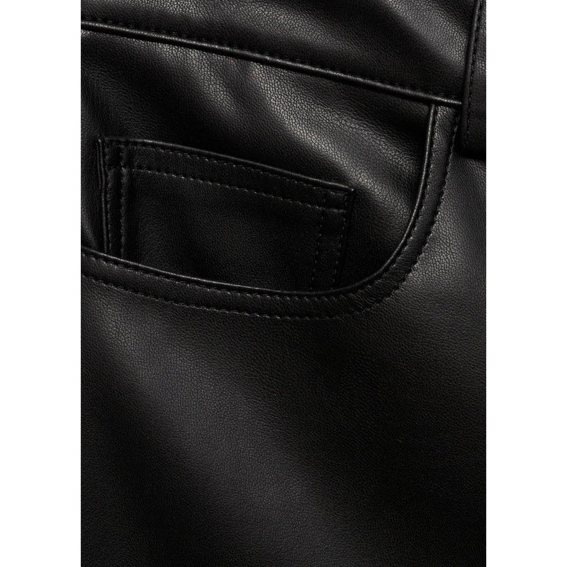 Pantalon Taille Normale Similicuir - Black
