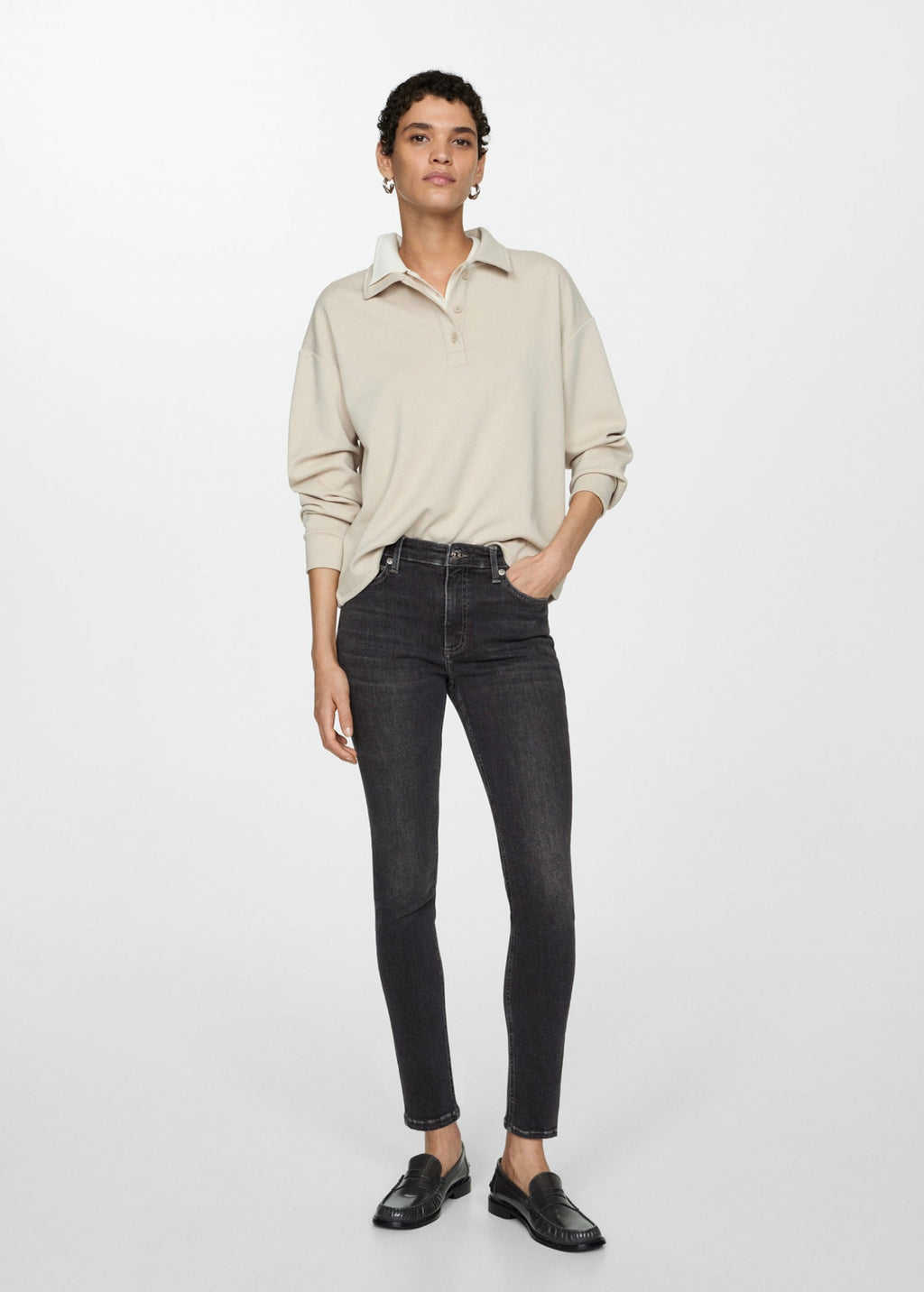 Vaqueros Skinny Tiro Medio - Open Grey