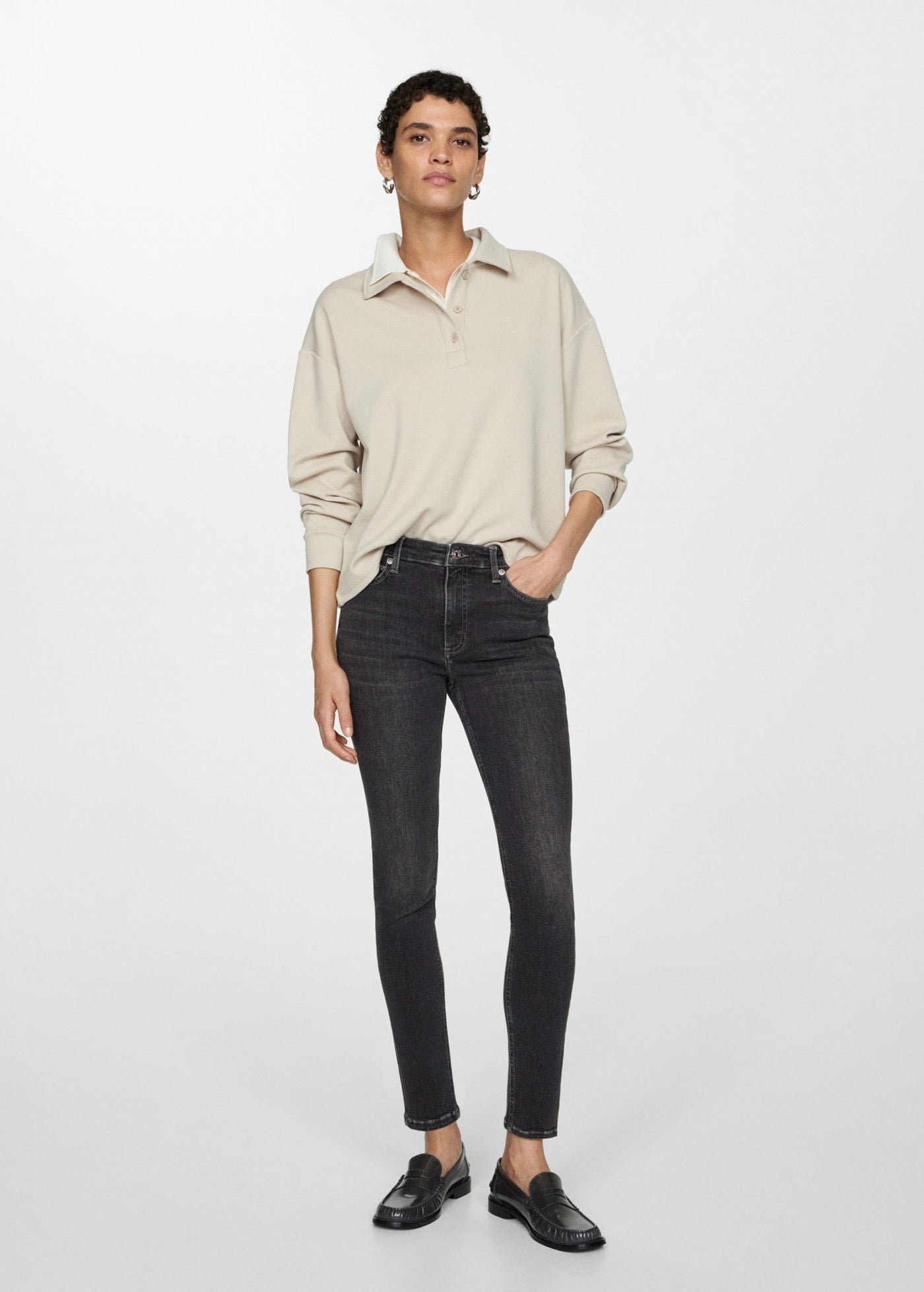 Vaqueros Skinny Tiro Medio - Open Grey