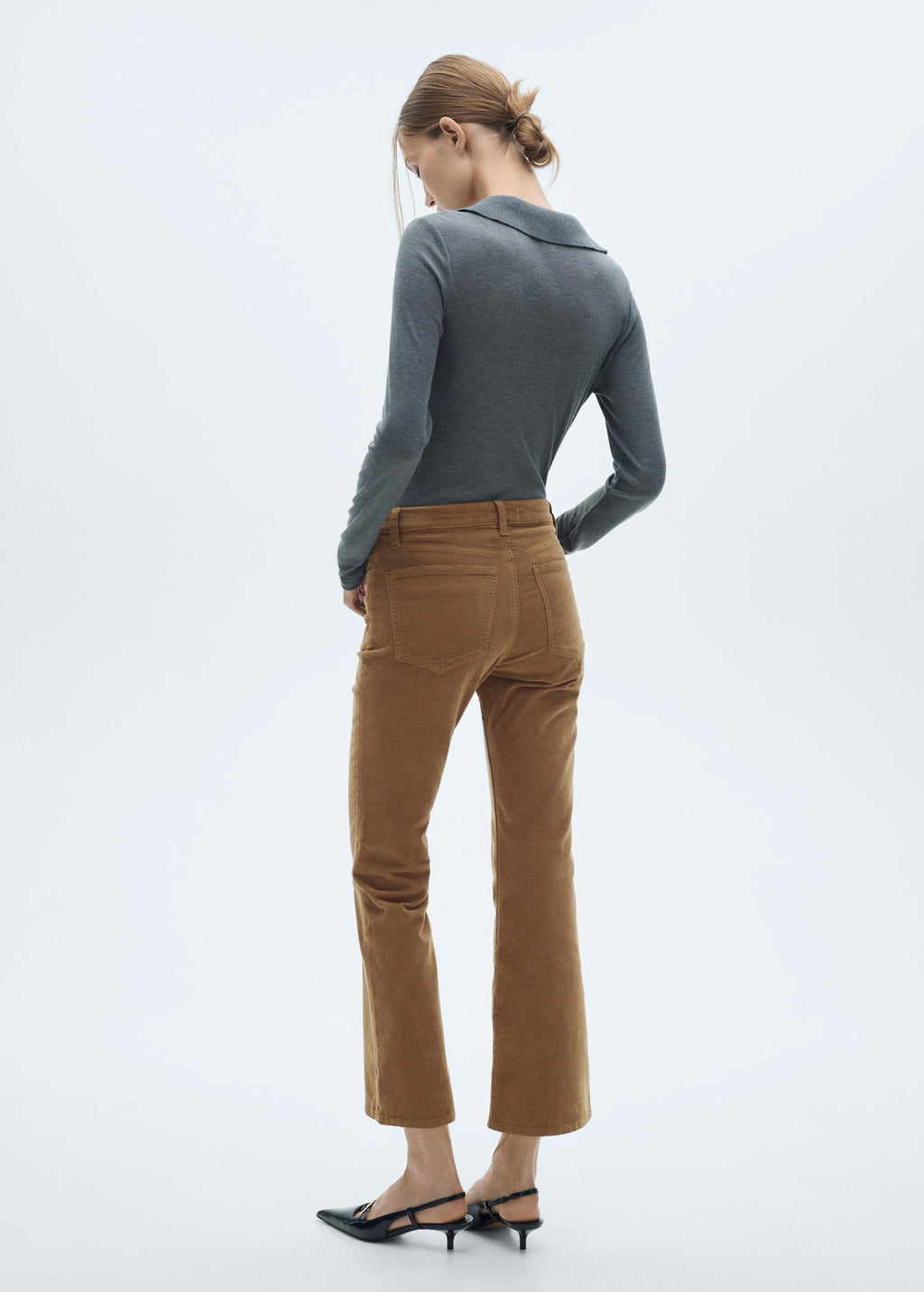 Jean Sienna Flare Crop Velours Côtelé - Medium Brown