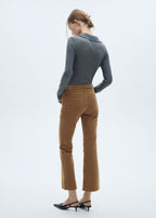 Jean Sienna Flare Crop Velours Côtelé - Medium Brown