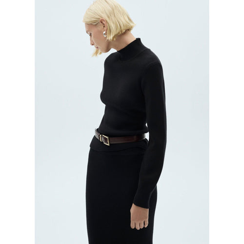 Pull-Over Maille Côtelée Col Rond - Black