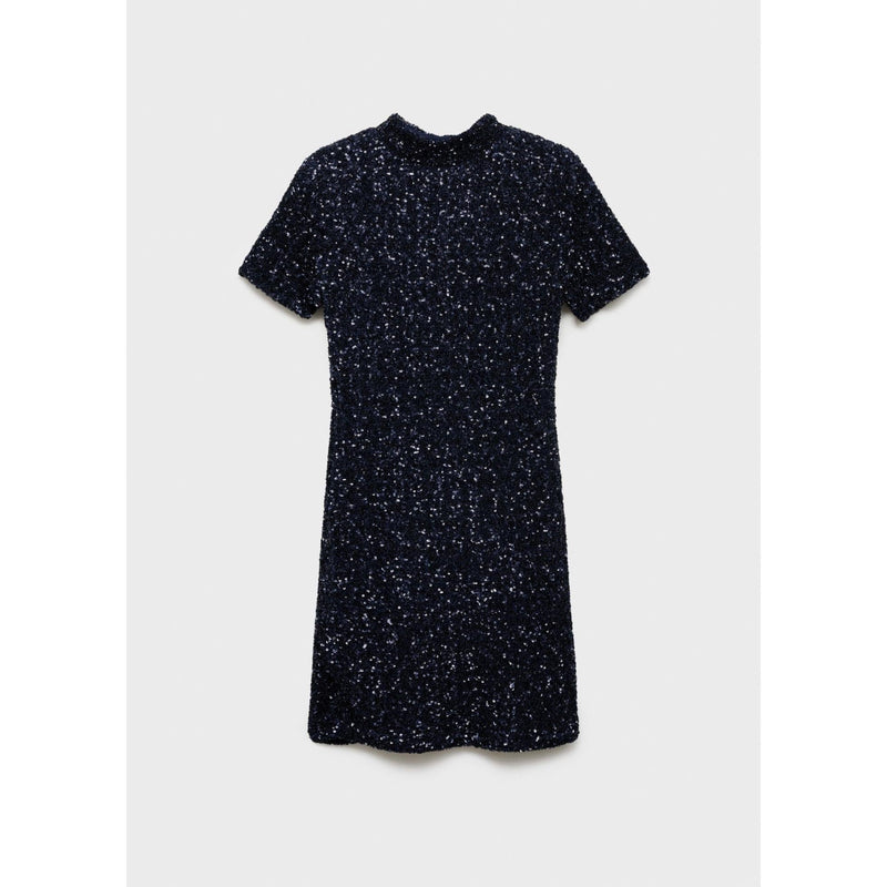 Short Sleeve Sequin Dress - Night Blue