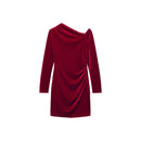 Vestido asimétrico de terciopelo - Rojo