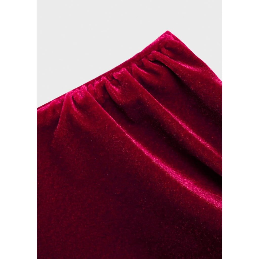 Asymmetric Velvet Dress - Red