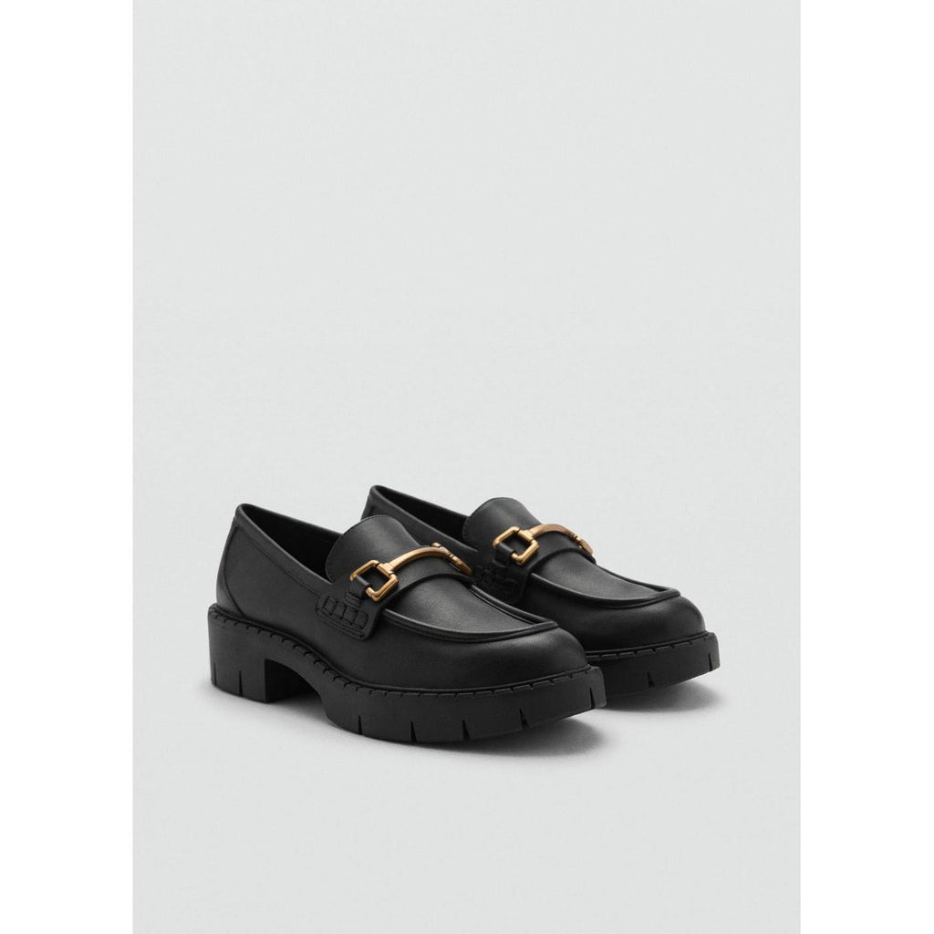 Mocassins Cuir Détail Métallique - Black