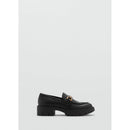 Mocasines de piel con detalle metalizado - Negro