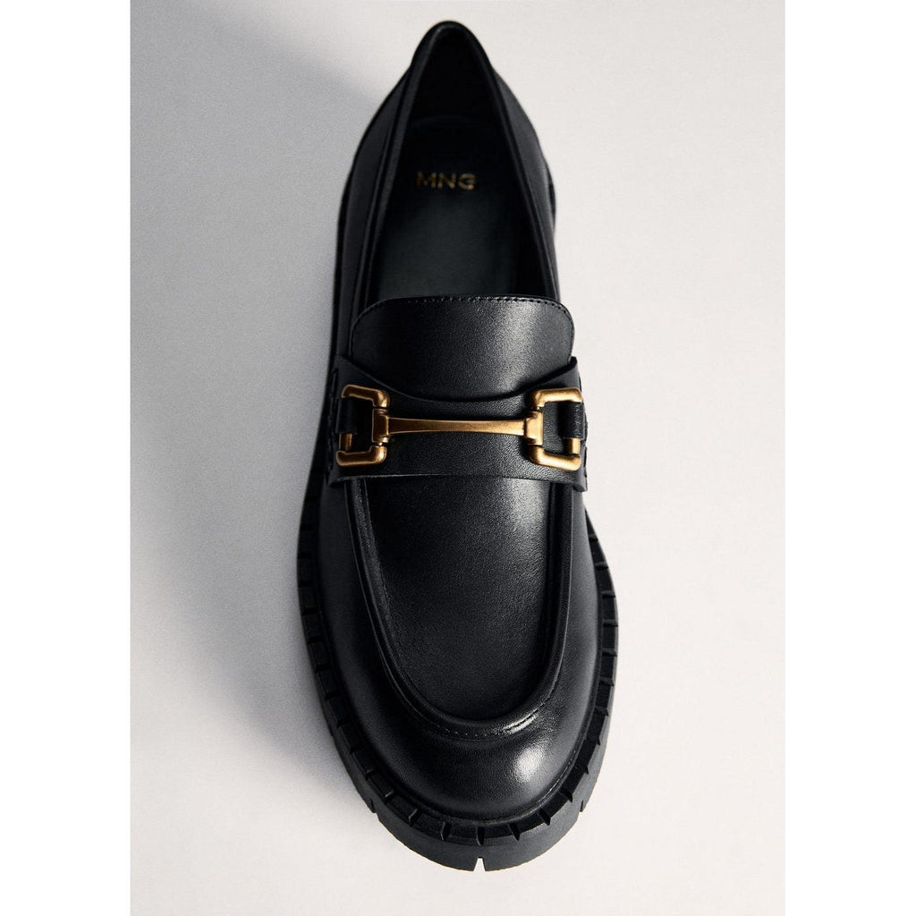 Mocassins Cuir Détail Métallique - Black