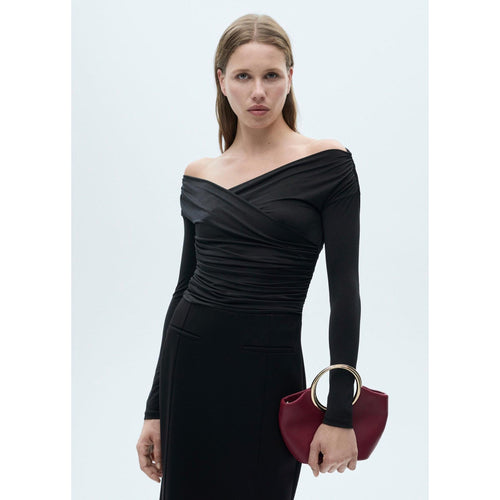 Crossover-Design T-Shirt - Black