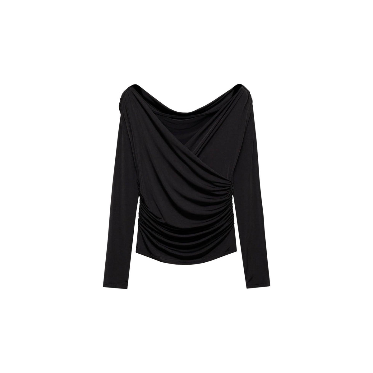 Crossover-Design T-Shirt – Schwarz