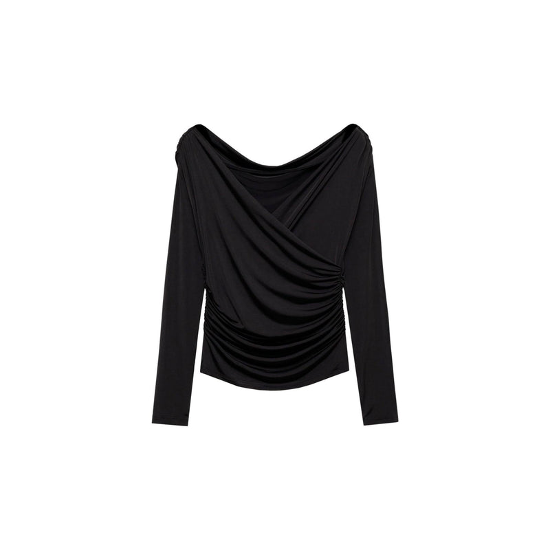 Camiseta con diseño cruzado - Negro