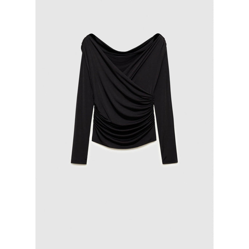 Camiseta con diseño cruzado - Negro