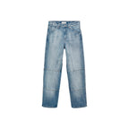 Wide-Leg Jeans with Decorative Stitching - Blue