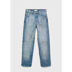 Wide-Leg Jeans with Decorative Stitching - Blue