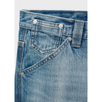 Wide-Leg Jeans with Decorative Stitching - Blue