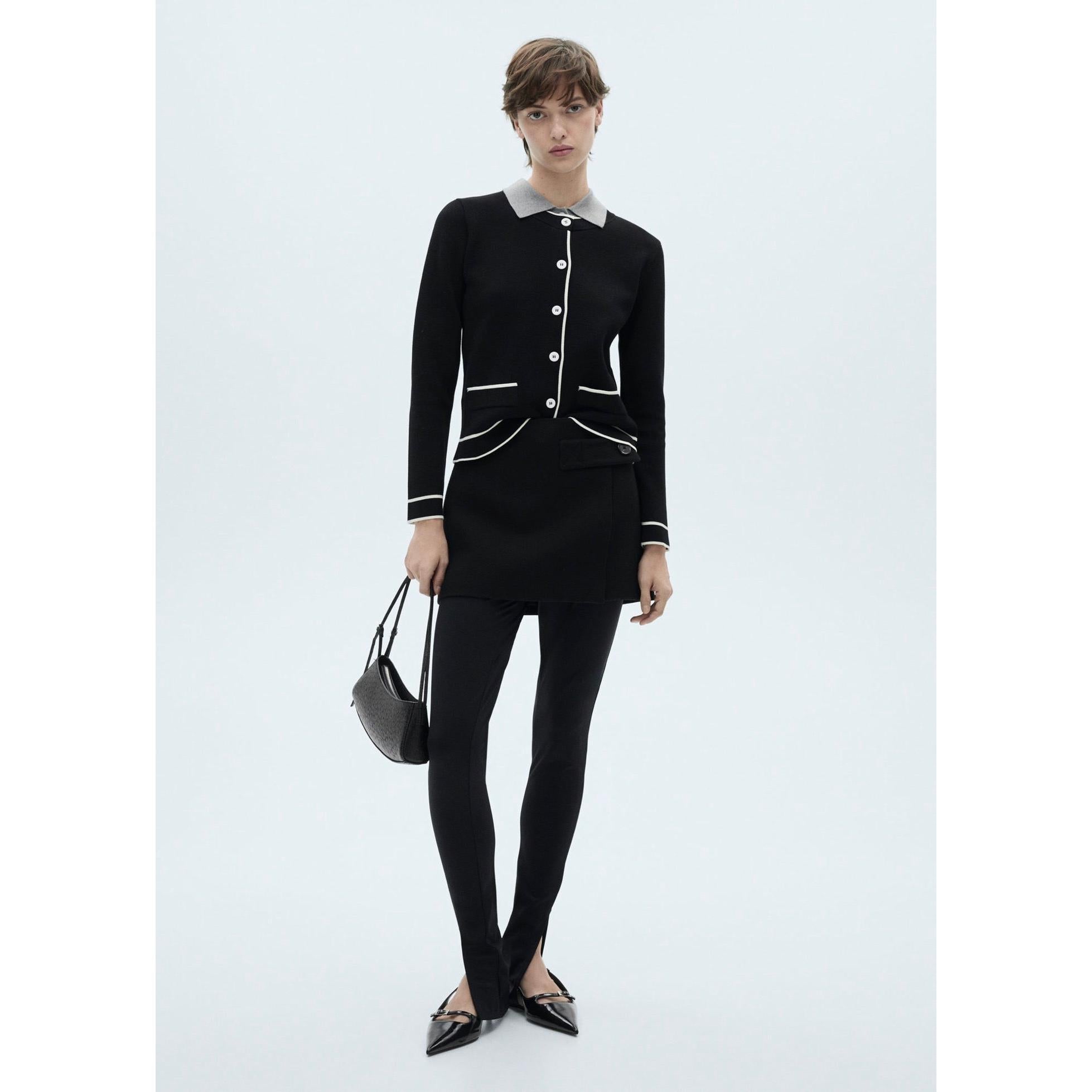 Cardigan Bords Contrastants - Black