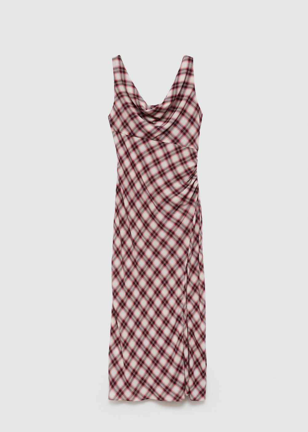 Robe Midi En Imprimé Carreaux - Marron