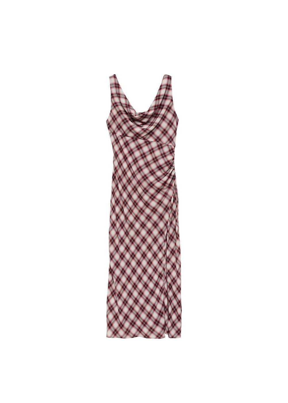 Robe Midi En Imprimé Carreaux - Marron