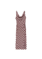 Robe Midi En Imprimé Carreaux - Marron