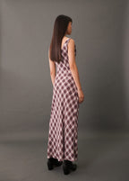 Robe Midi En Imprimé Carreaux - Marron