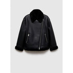 Chaqueta Doble Faz Efecto Piel - Black