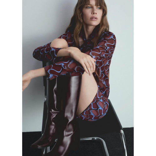 Leather Boots With Zip - Burgundy