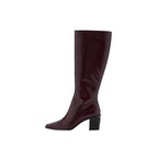 Leather Boots With Zip - Burgundy