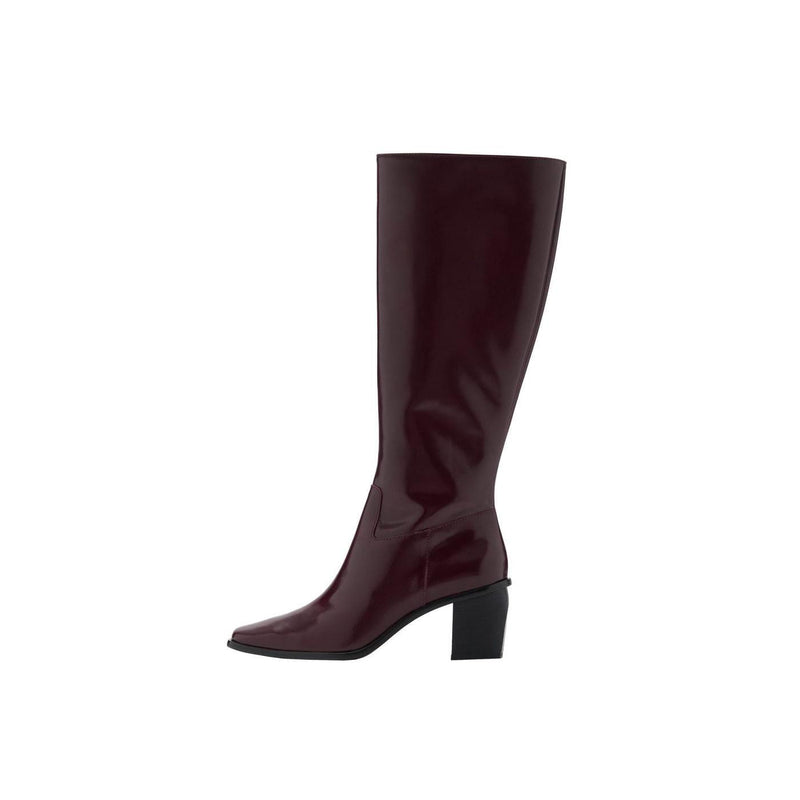 Botas de piel con cremallera - Burdeos