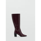 Leather Boots With Zip - Burgundy