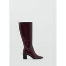 Botas de piel con cremallera - Burdeos