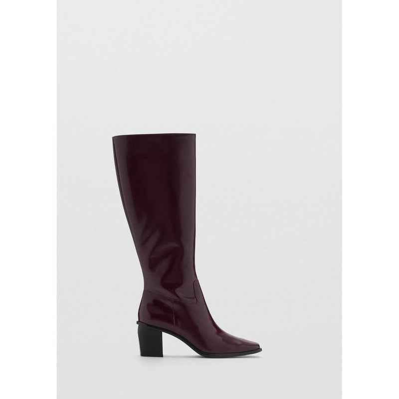 Botas de piel con cremallera - Burdeos
