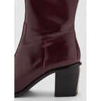 Leather Boots With Zip - Burgundy