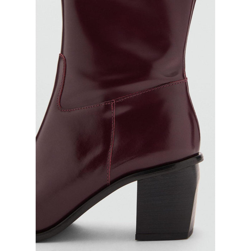 Botas de piel con cremallera - Burdeos