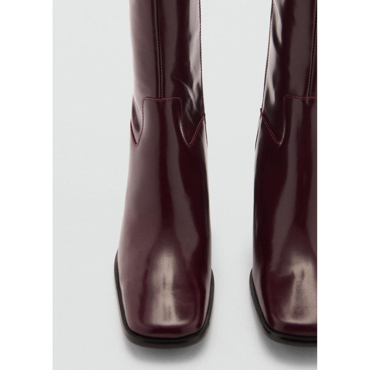 Leather Boots With Zip - Burgundy