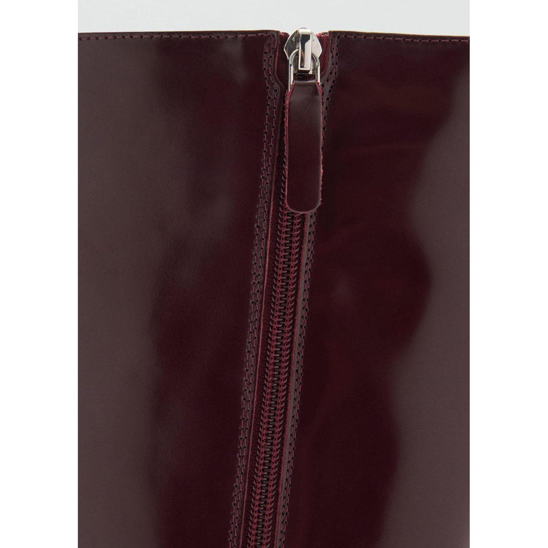 Botas de piel con cremallera - Burdeos