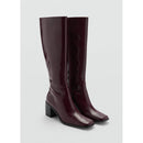 Botas de piel con cremallera - Burdeos