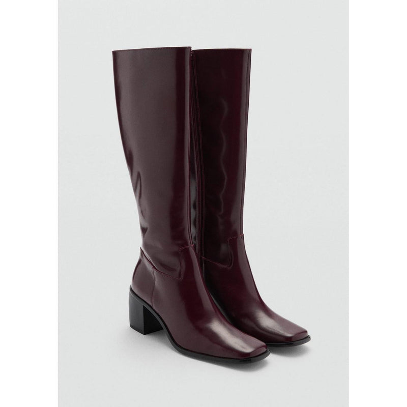 Botas de piel con cremallera - Burdeos