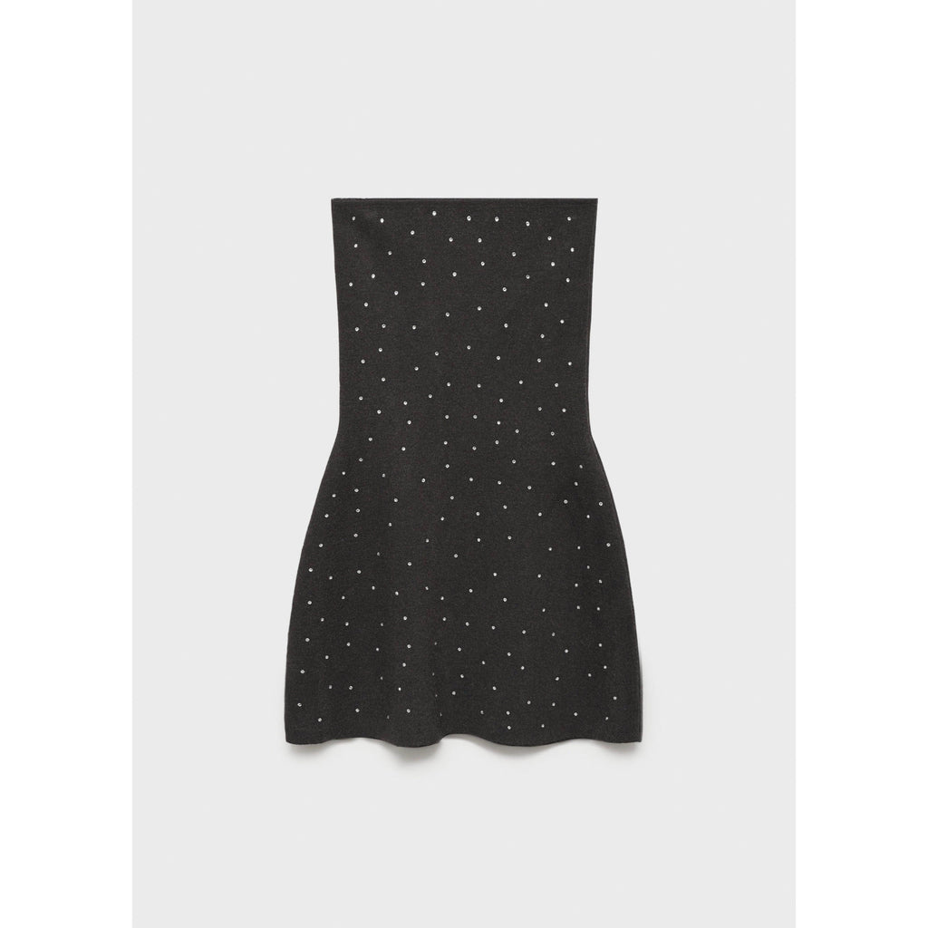 Robe Maille Détail Strass - Grey
