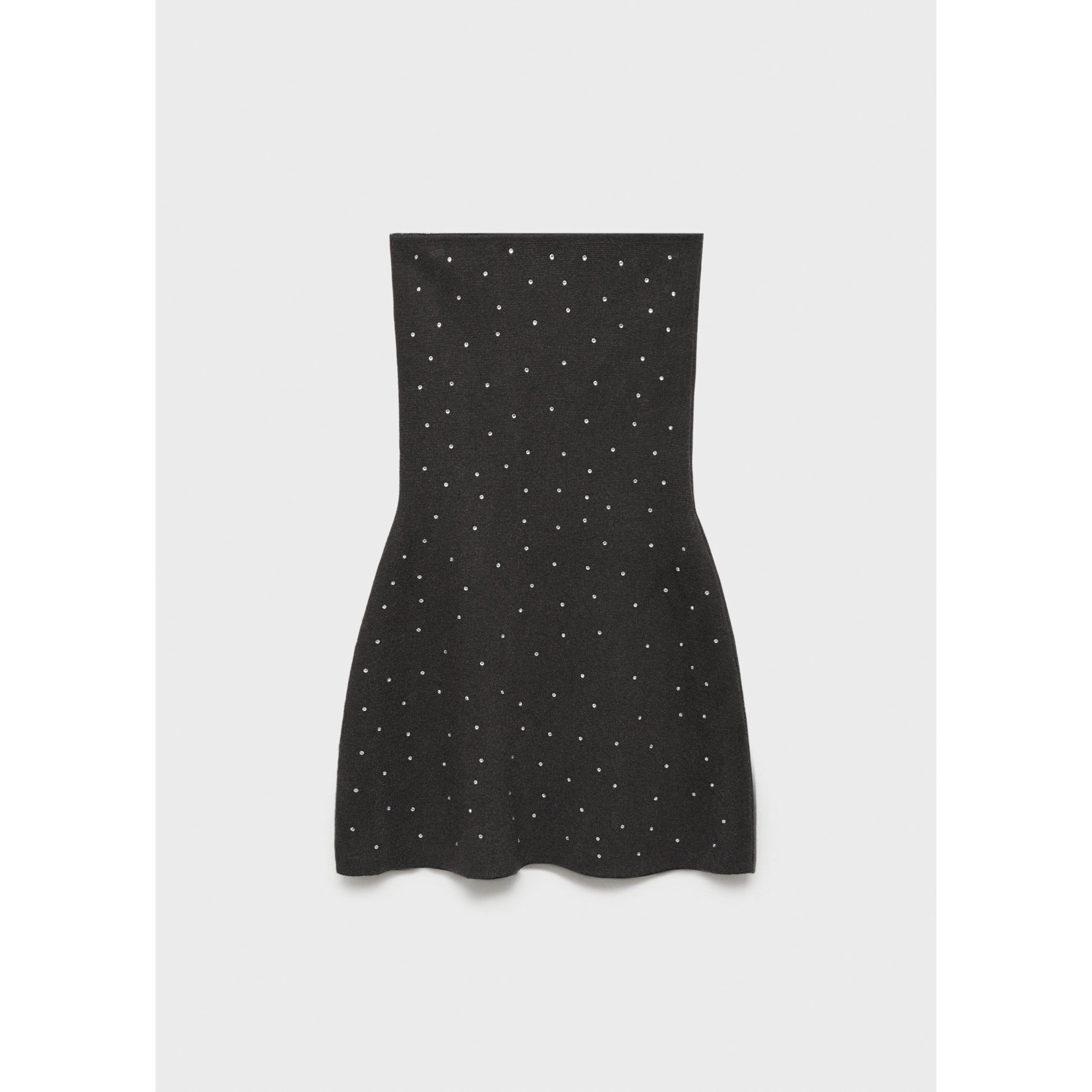 Robe Maille Détail Strass - Grey