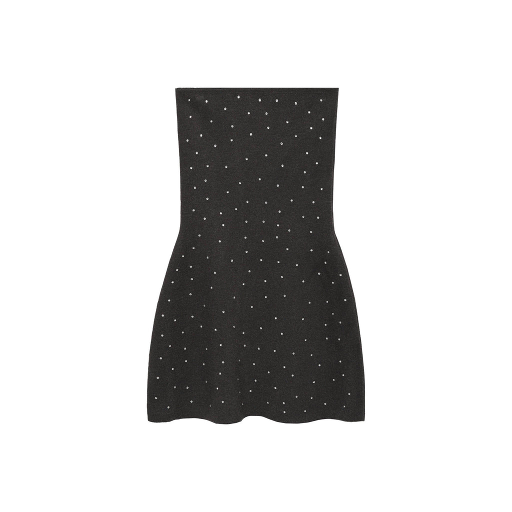 Robe Maille Détail Strass - Grey
