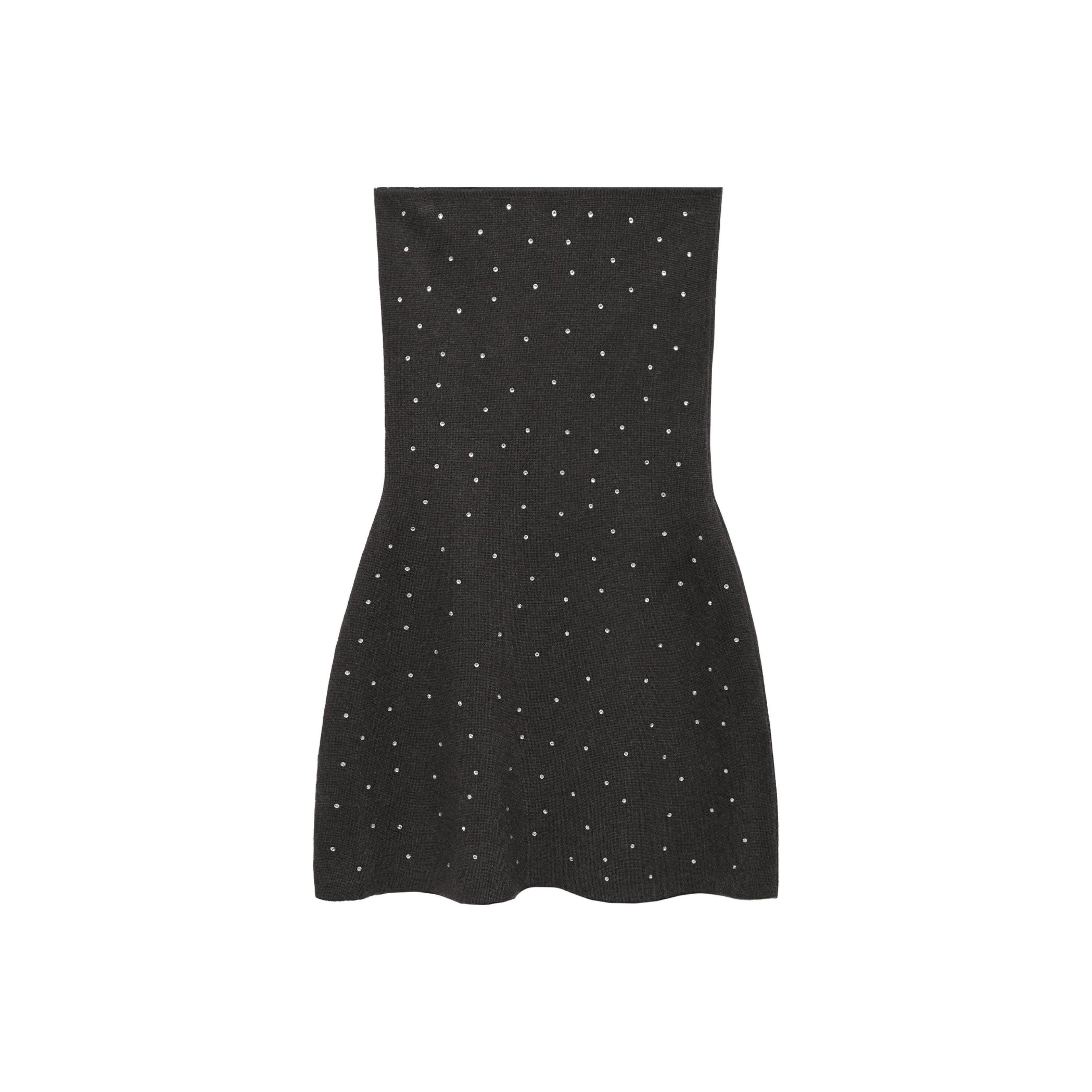 Robe Maille Détail Strass - Grey