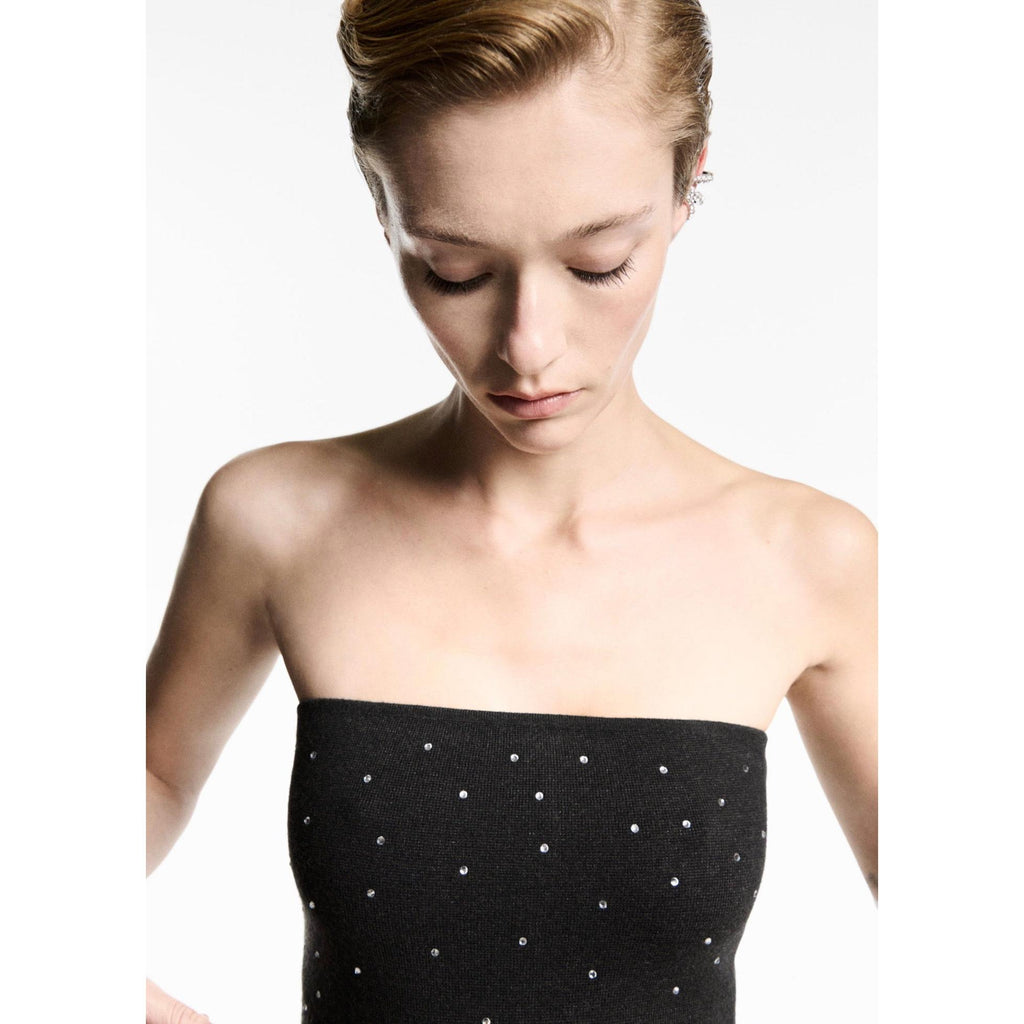 Robe Maille Détail Strass - Grey