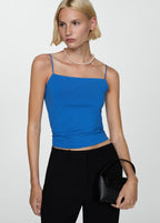 Top De Tirantes Cuello Recto - Azul