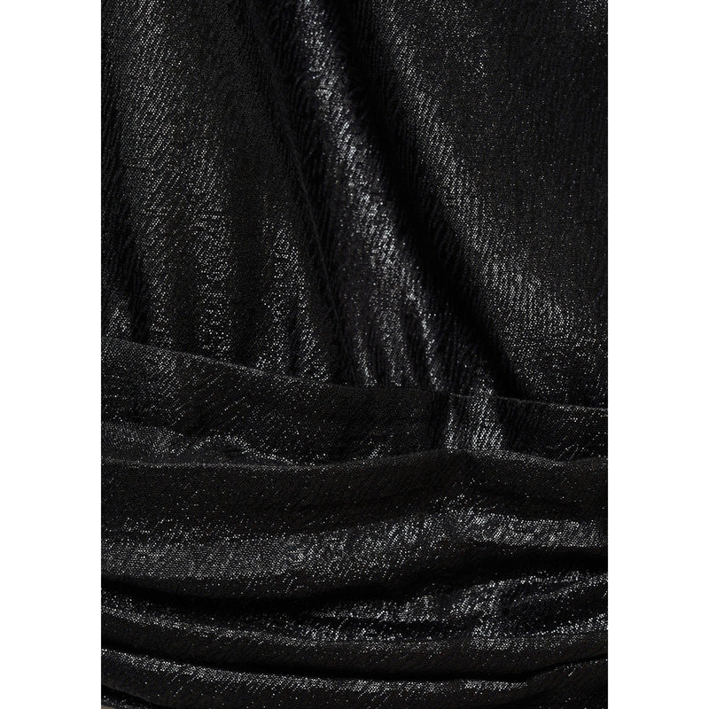 Asymmetrical Blouse with Puff Sleeves - Black